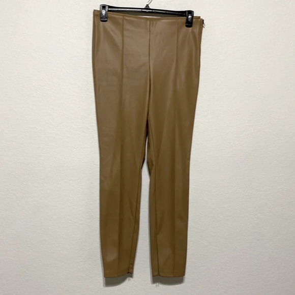 Zara Tan Faux Leather Ankle Length Leggings - Picture 3 of 7